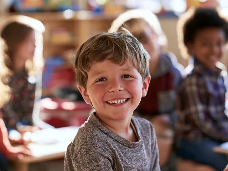 Niño en un aula de Educación Primaria